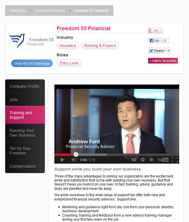 Visit Freedom 55 Financial's employer profile on TalentEgg.ca